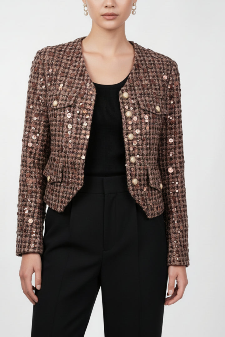 Sienna Brown Sequin Blazer