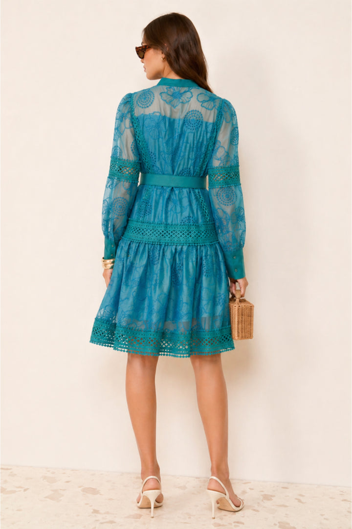 Signature Teal Cutwork Dress