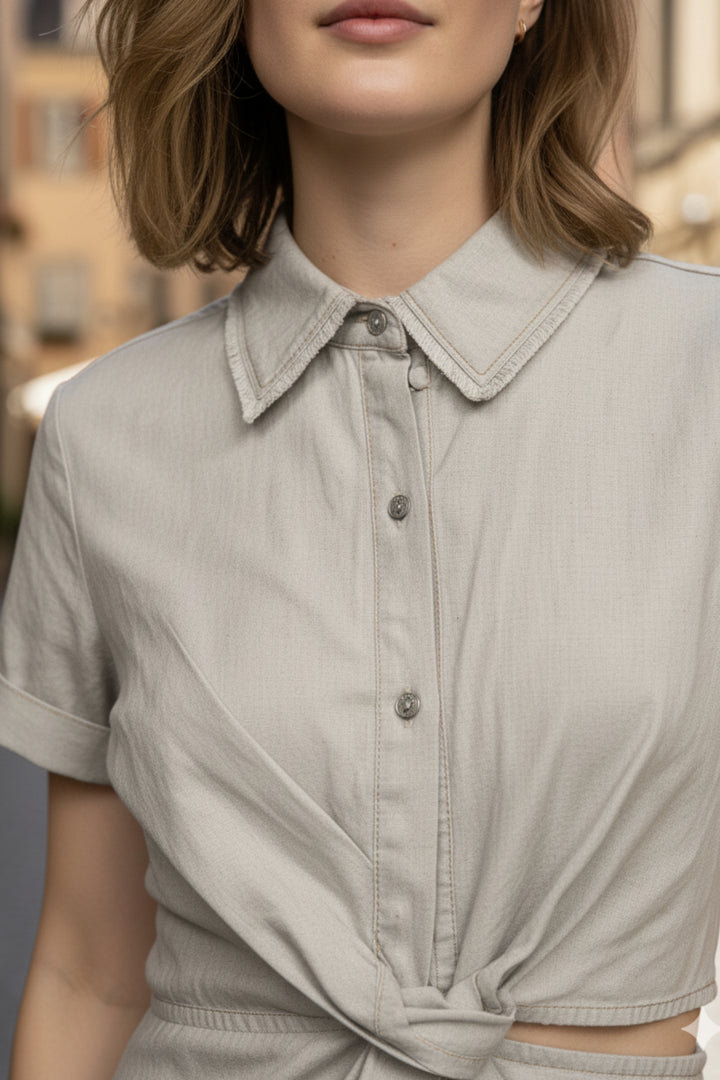 Clay Knot Front Midi Dress