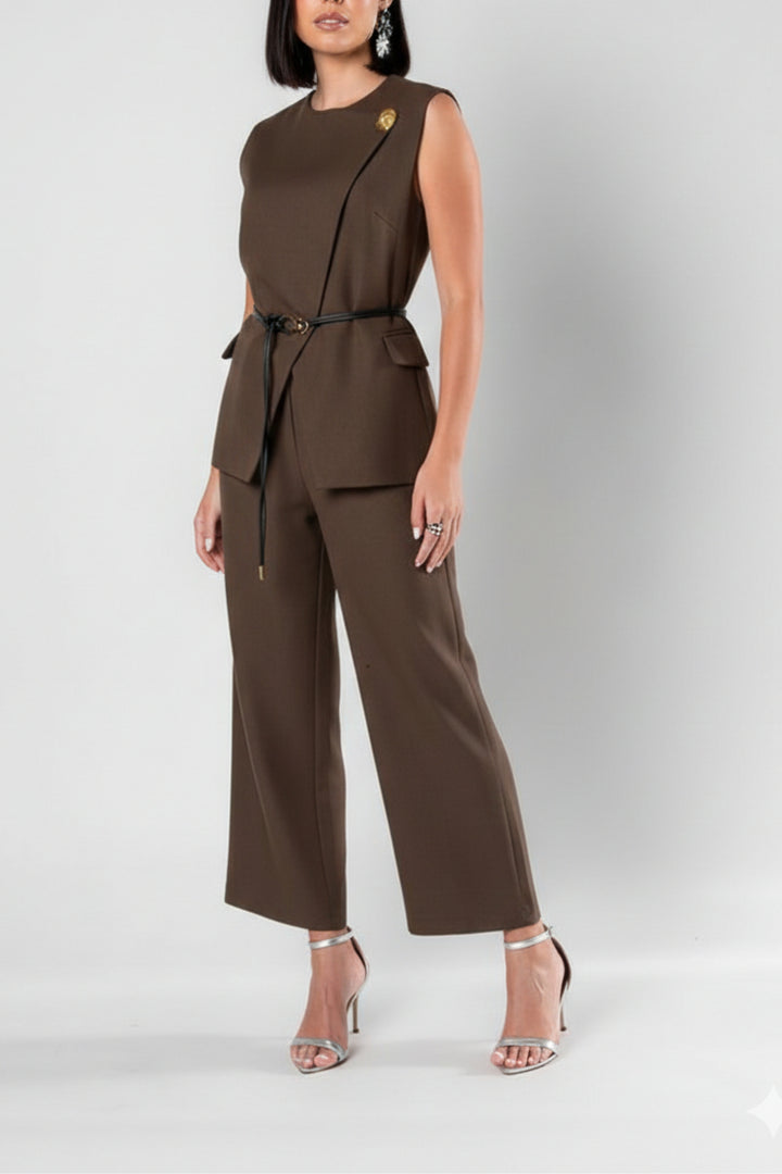 Mocha  Belted Tailored Co-Ord Set