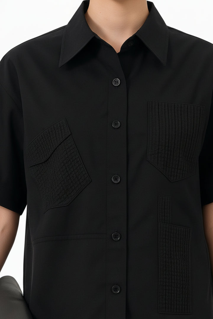 Avery Black Crop Shirt