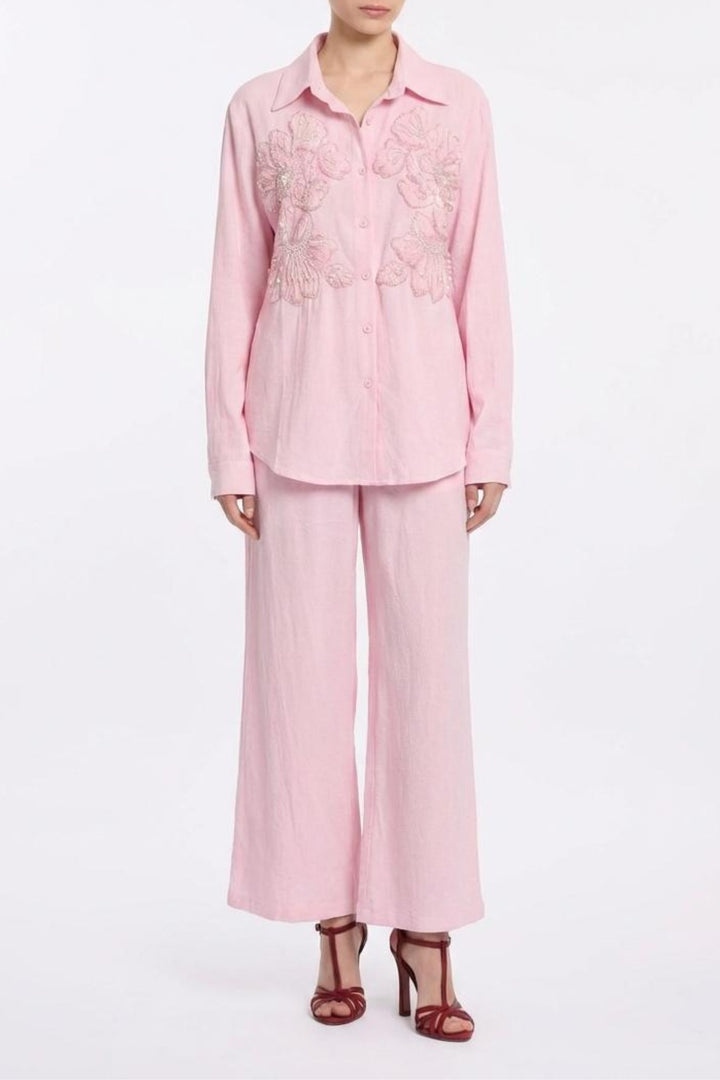 Petal Pink Floral Embroidered Co-Ord Set