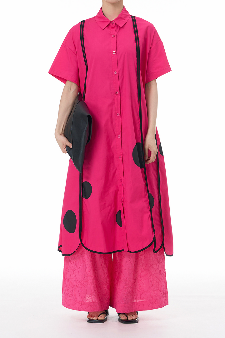 Pink Panel Dress With Asymmetrical Hem