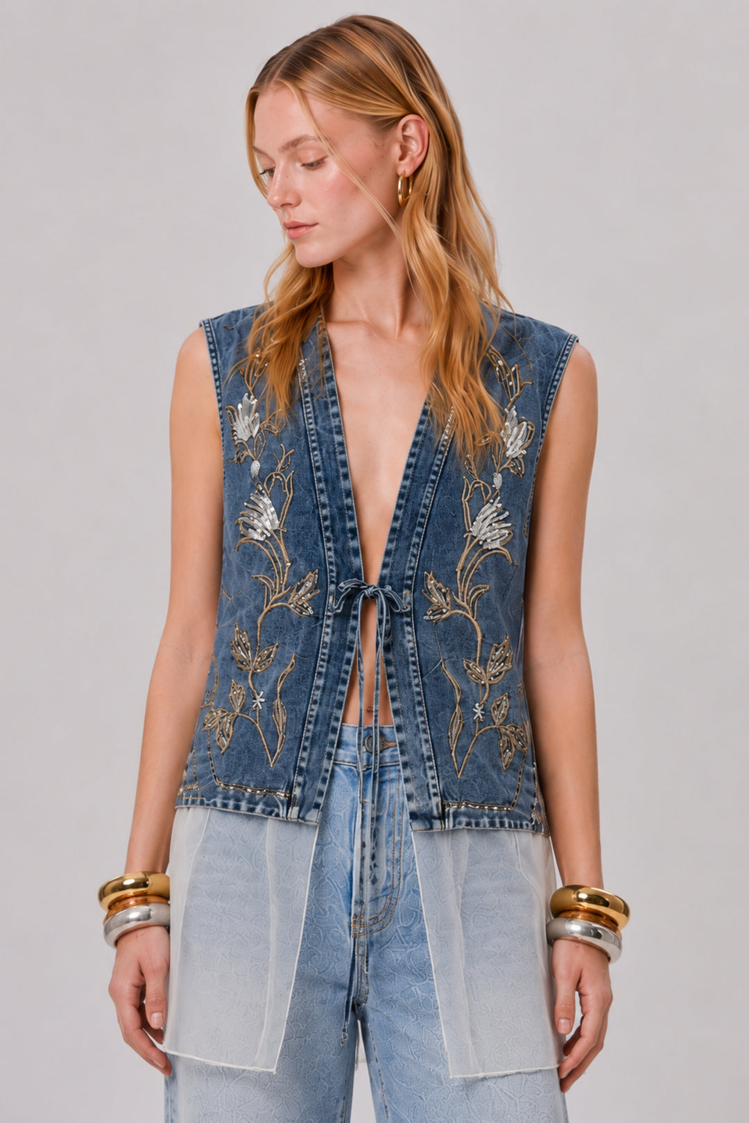 Botanical Spark Denim Vest