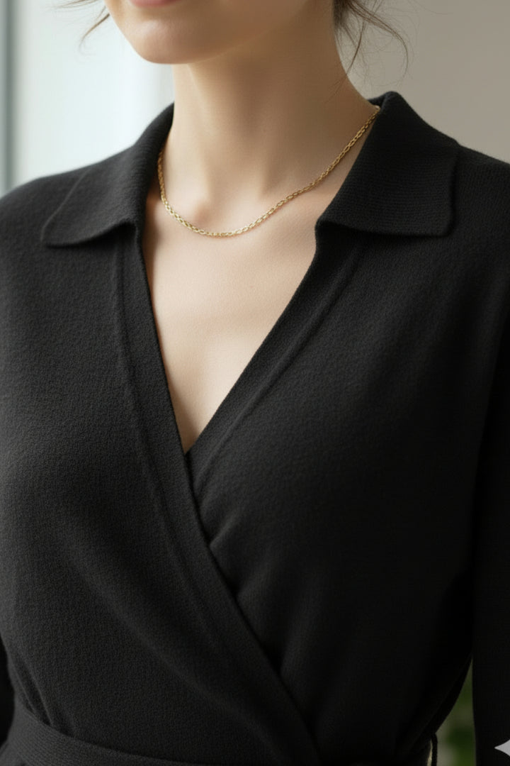 Midnight Tie-Up Knit Top