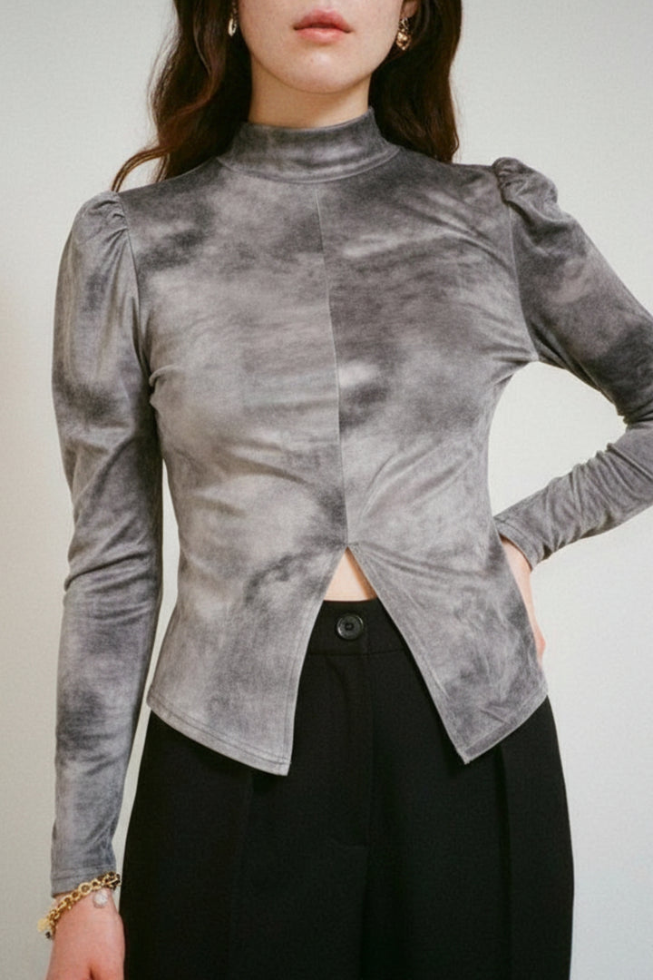 Grey Swirl Skin-fit top