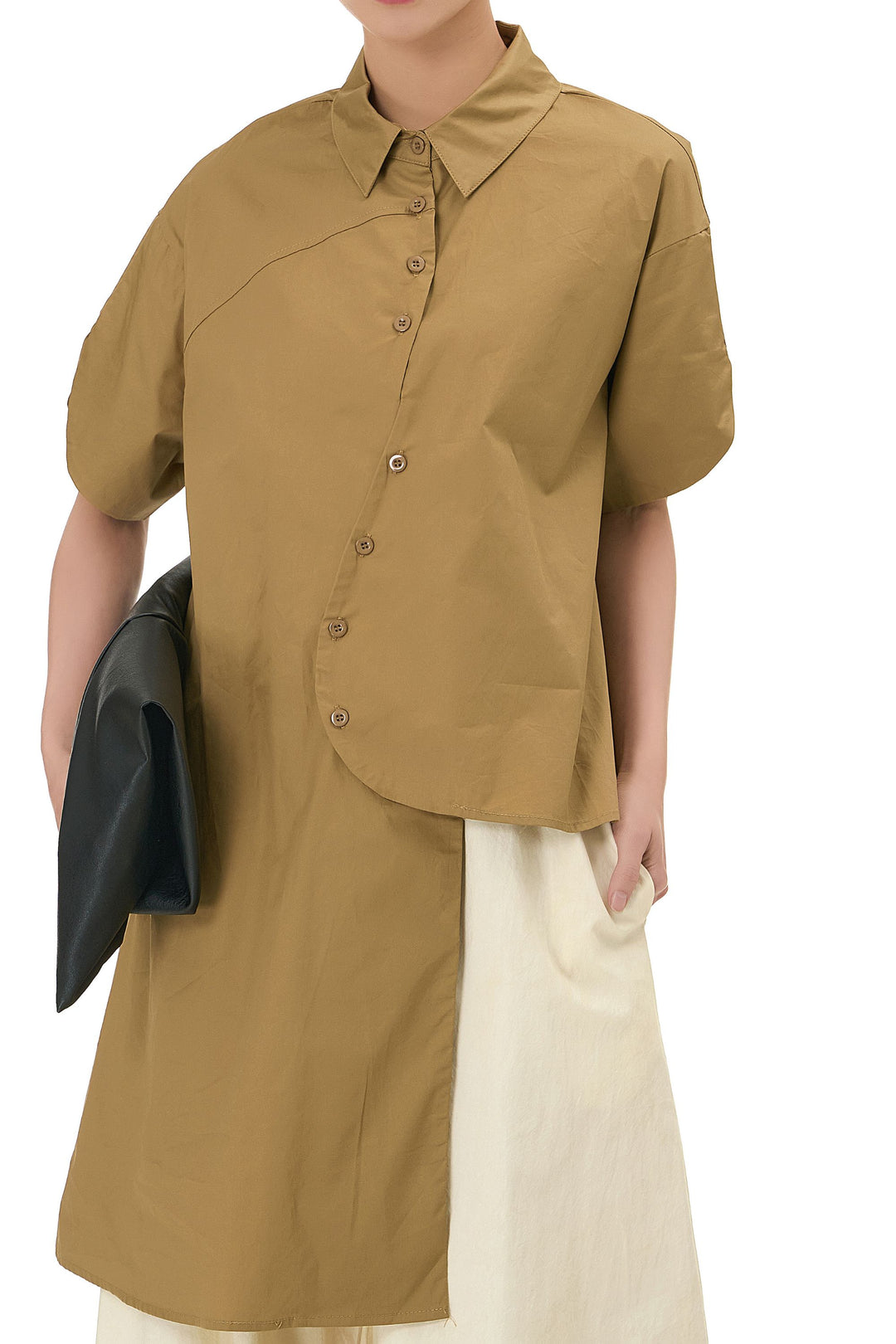 Caramel Asymmetrical Oversized Shirt