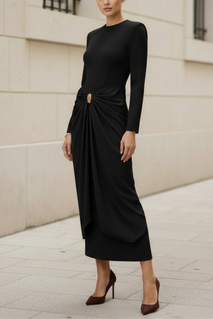 Obsidian Luxe Draped Dress
