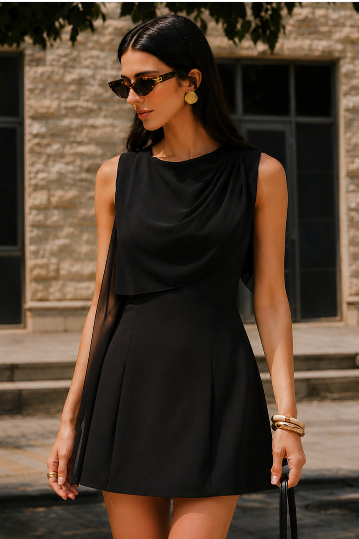 Noir Veil Mini Dress