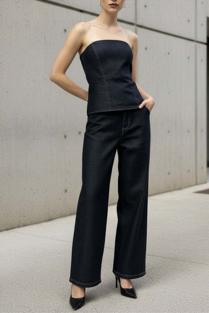 Solemn Grey Denim Co-ord Set