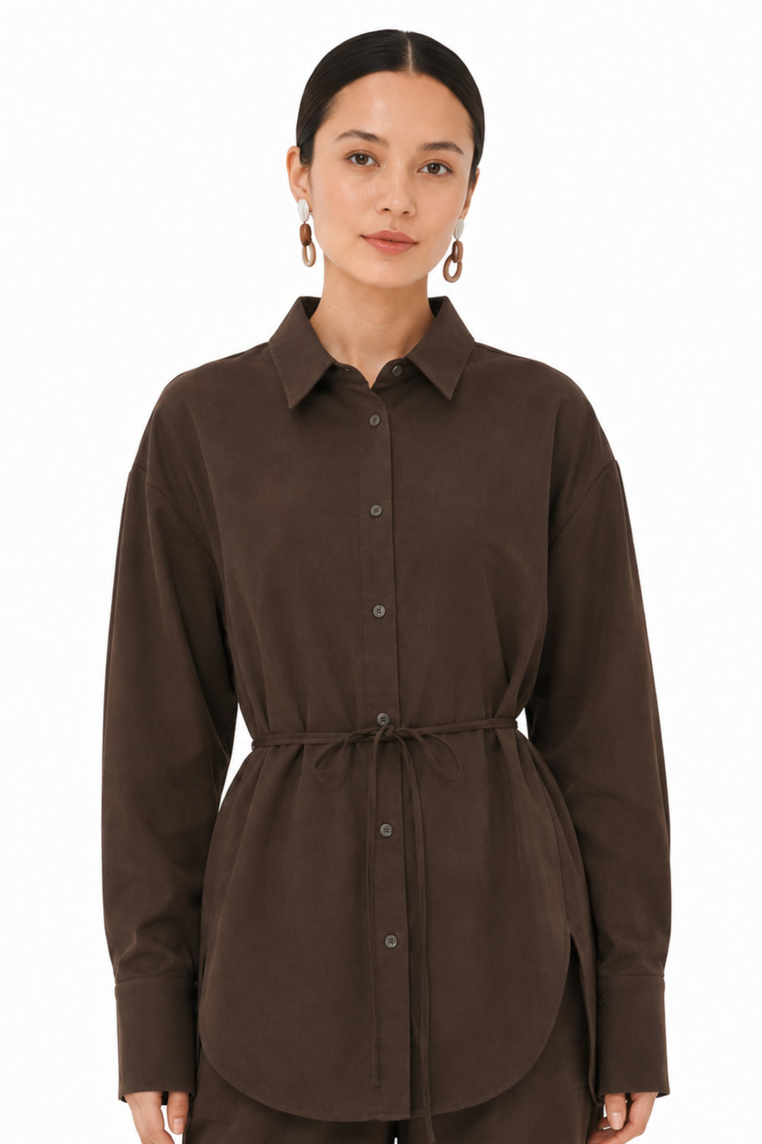Deep Cocoa Tie-Up Shirt