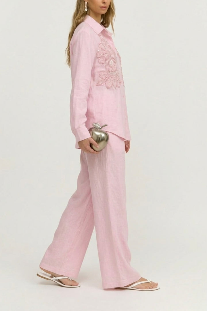 Petal Pink Floral Embroidered Co-Ord Set