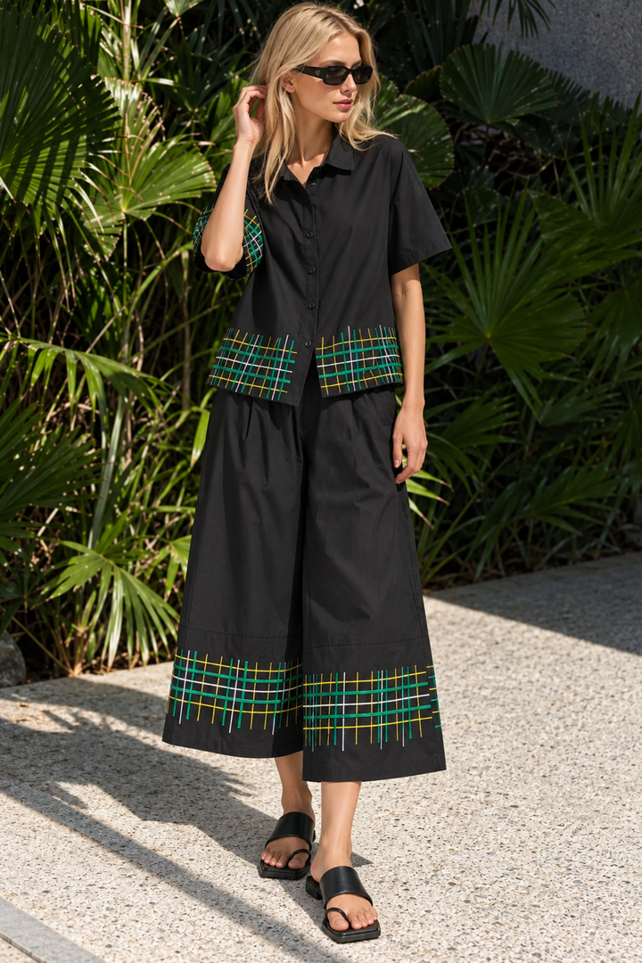Checked Lines Cotton Coord Set