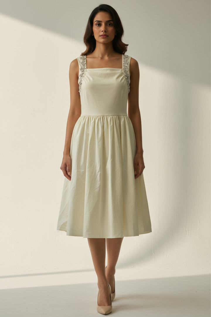 Louisa Ivory Flared Dress