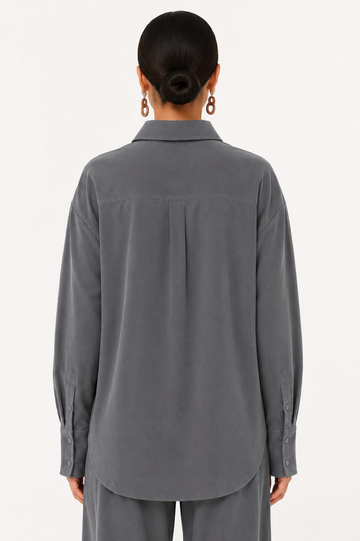 Grey Aura Tie -Up Shirt
