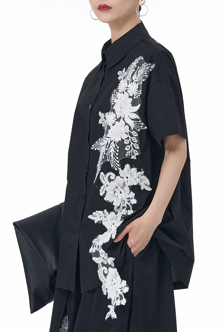 Raya Black Embroidered Shirt