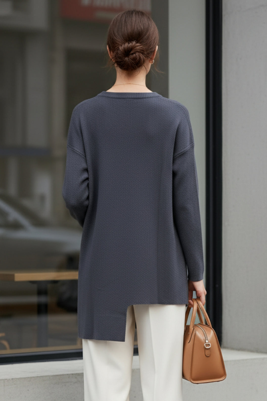 Slate Grey Framed Box knit Sweater