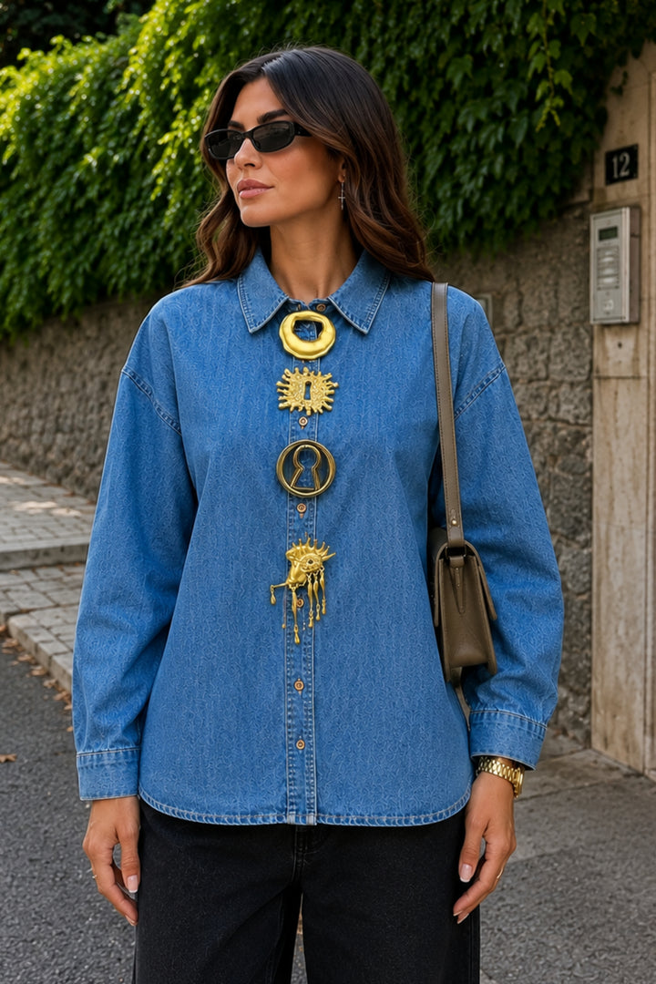 Blue denim shirt