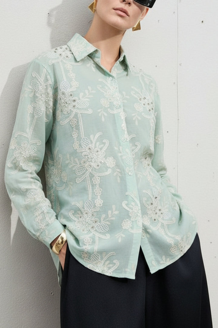 Mint Green Embellished Shirt