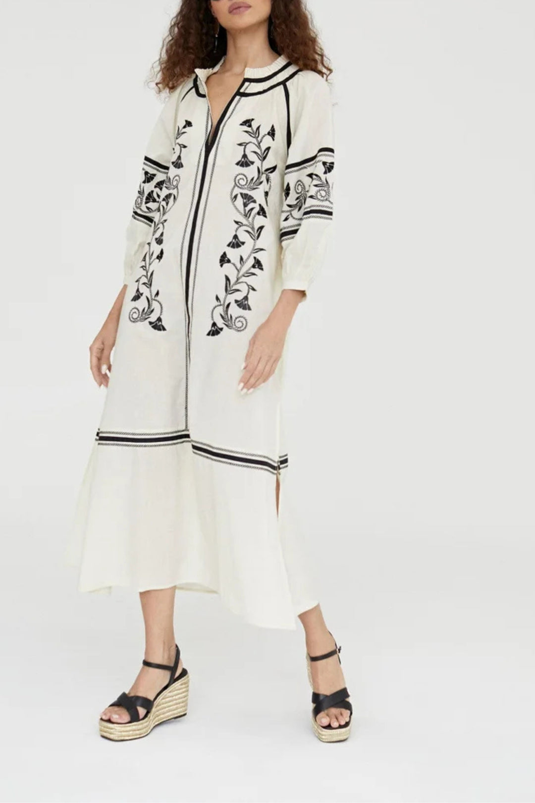 Off-White Embroidered Cotton Dress