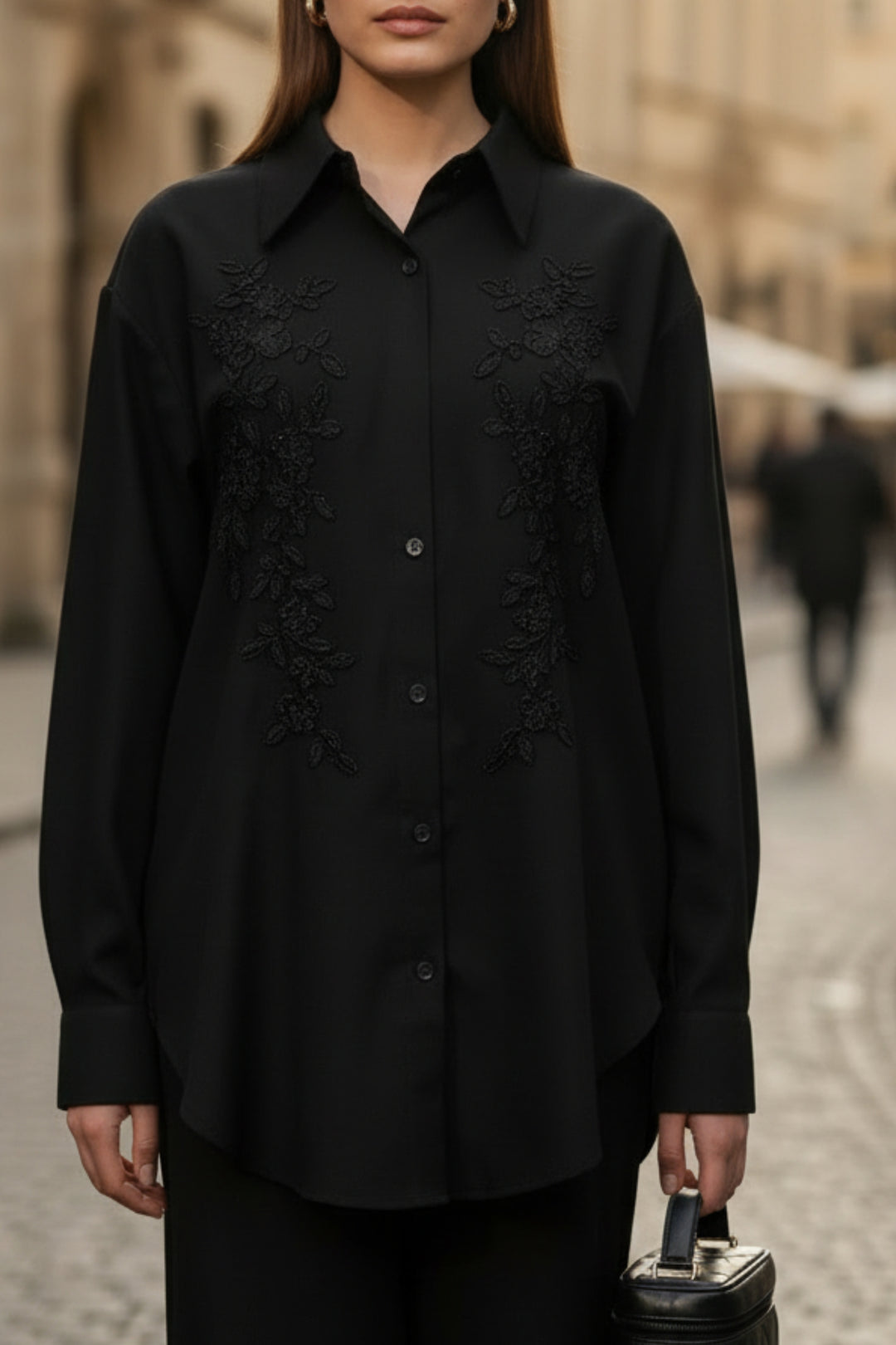 Black Oak Embroidered Linen Co-ord set