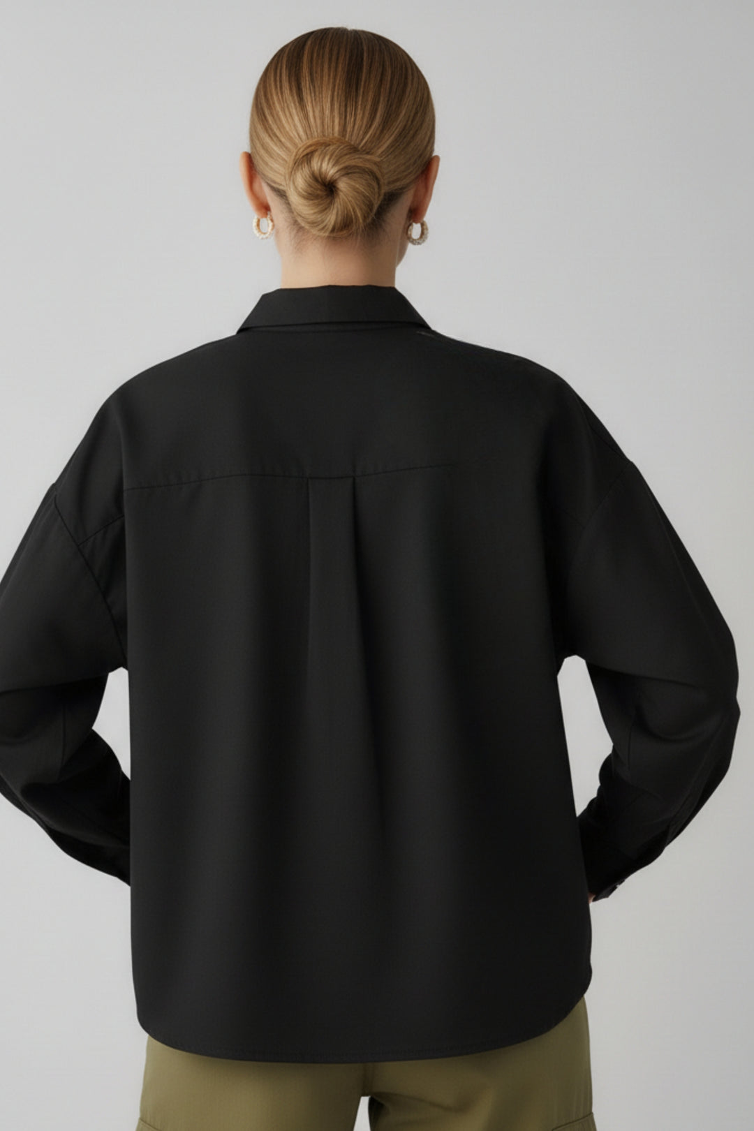 Black Cotton Shirt With Bamboo Embroidery