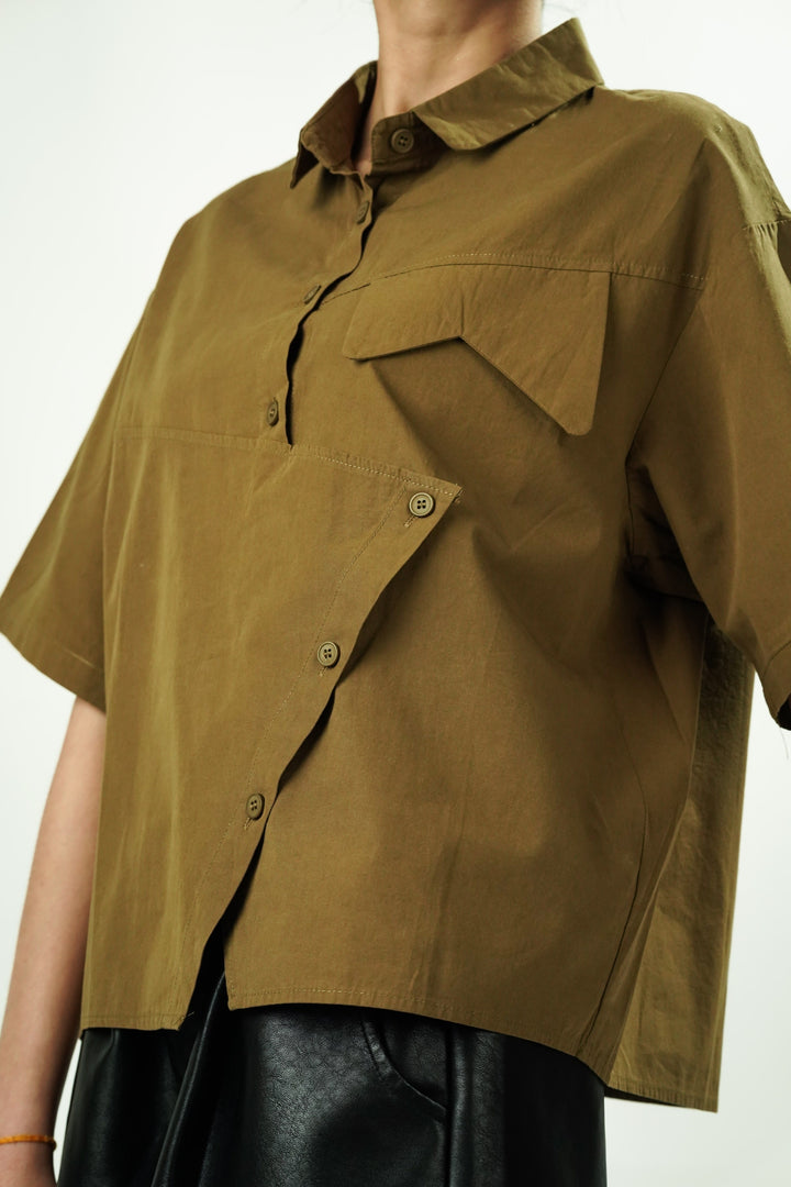 Olive green oversized shirt for women