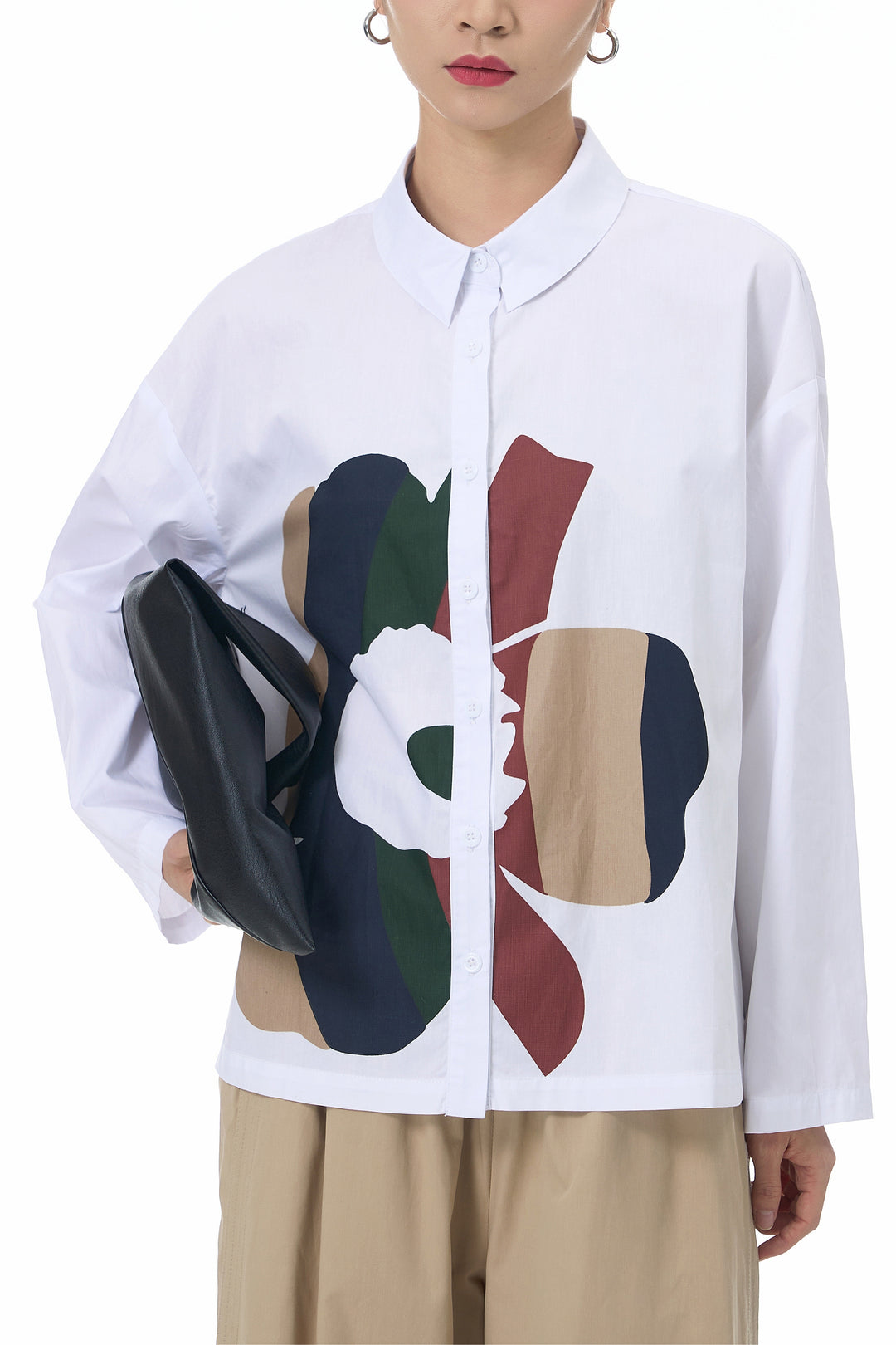 white printed full sleeve shirt