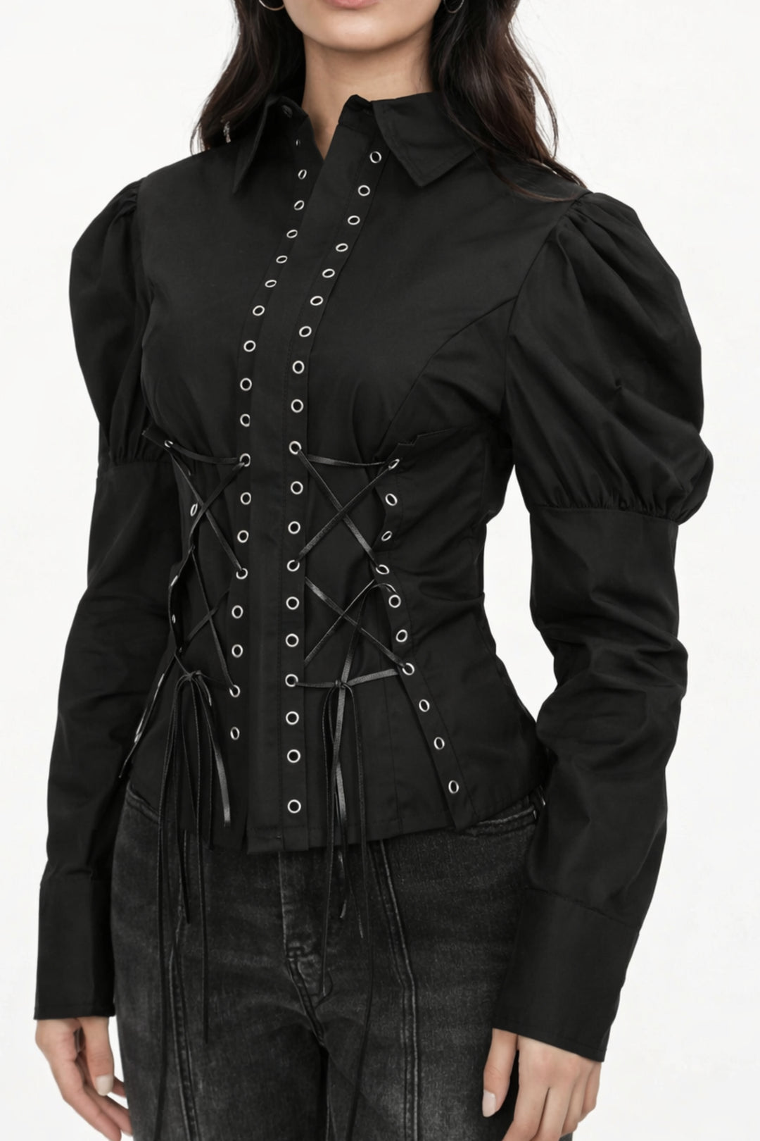 Grunge Black Tie-up Shirt