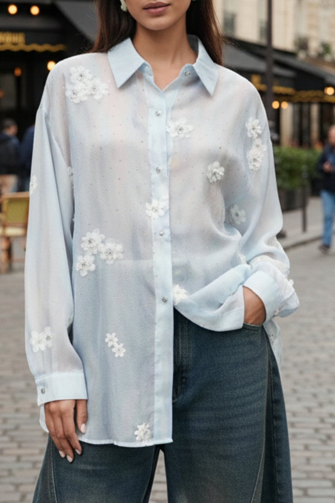 Magical Blue Embroidered Shirt