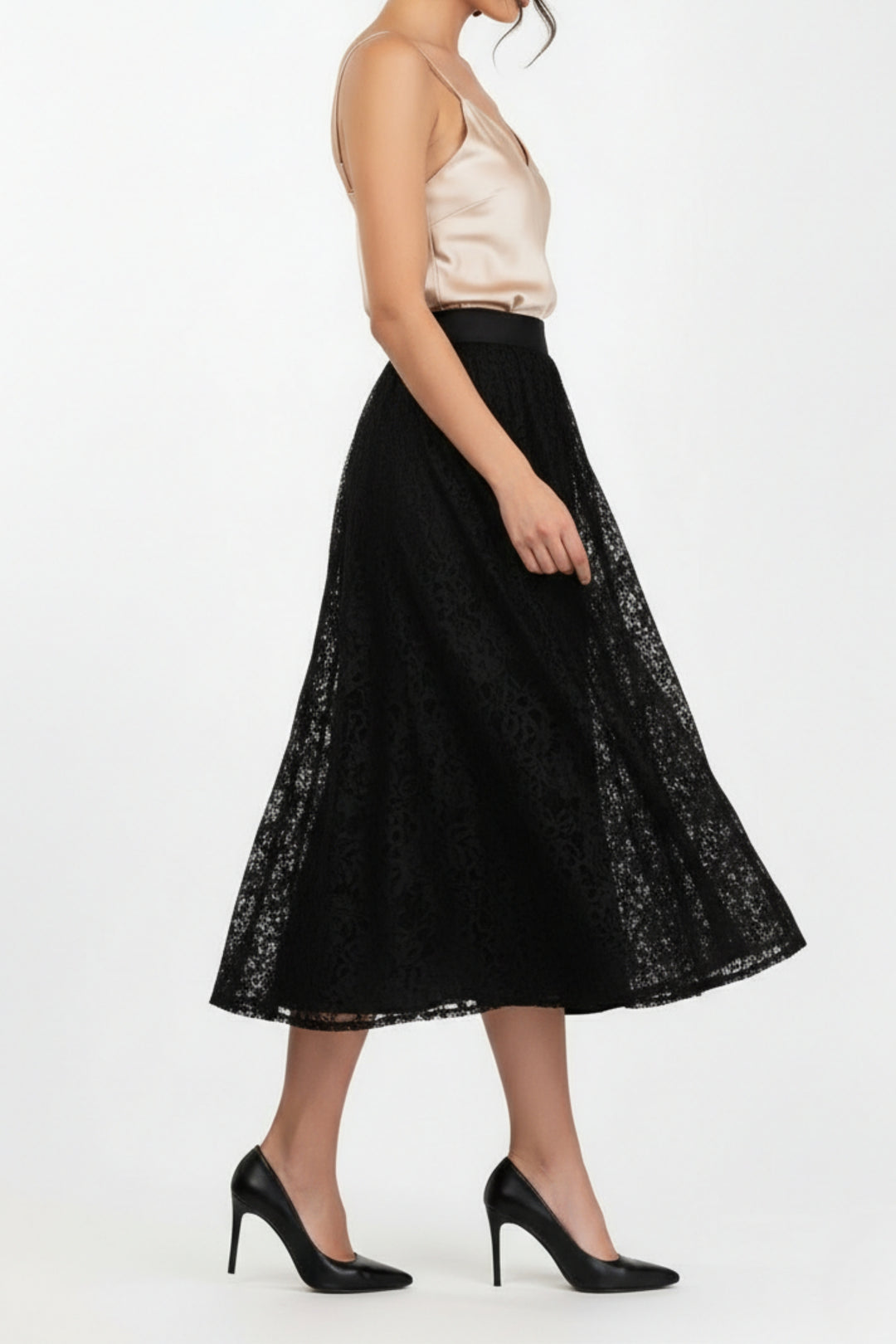 Black Veiled Net Skirt