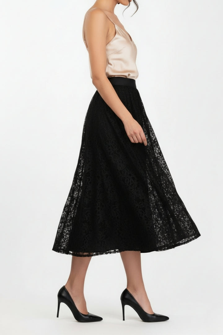 Black Veiled Net Skirt