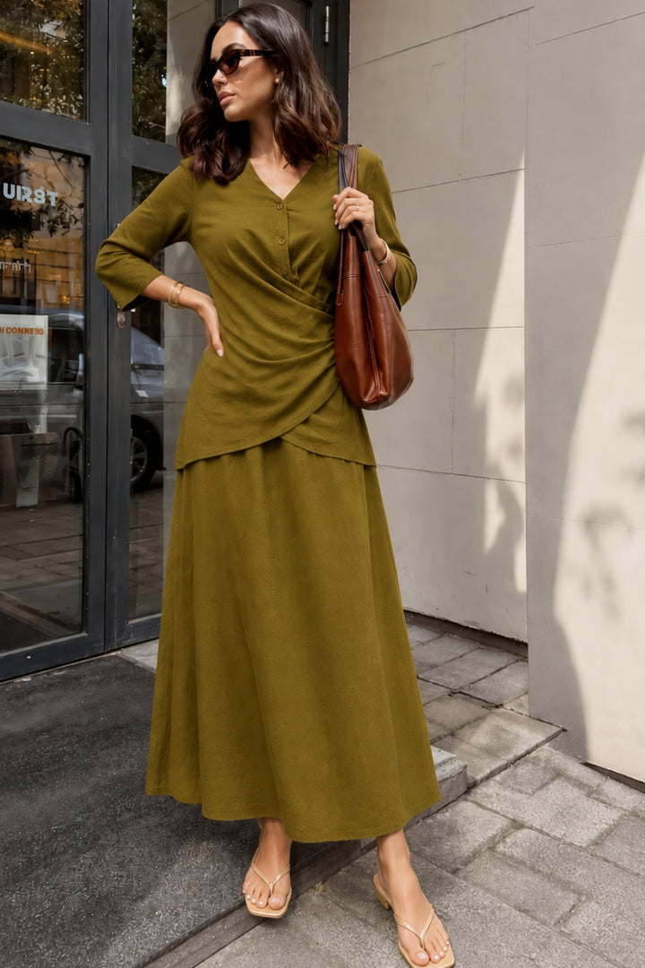 Olive Linen Wrap Coord
