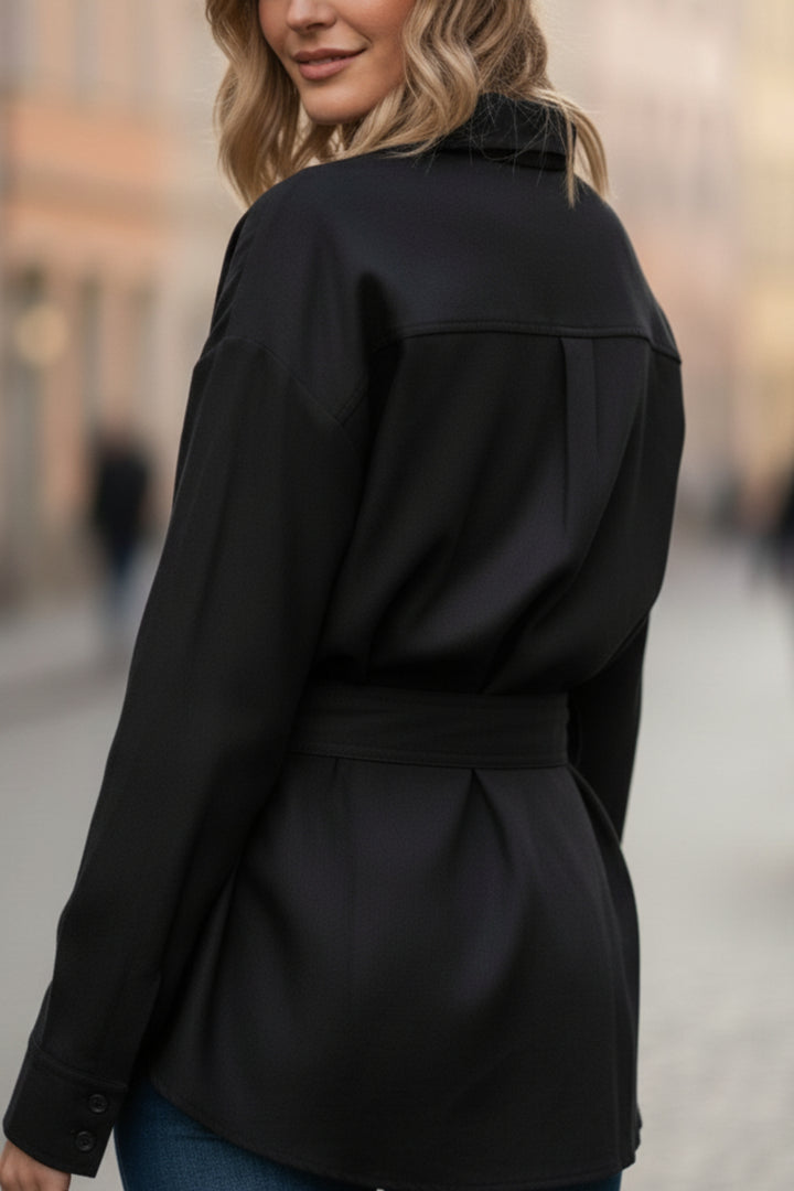 Midnight Black Tie-Waist Shirt