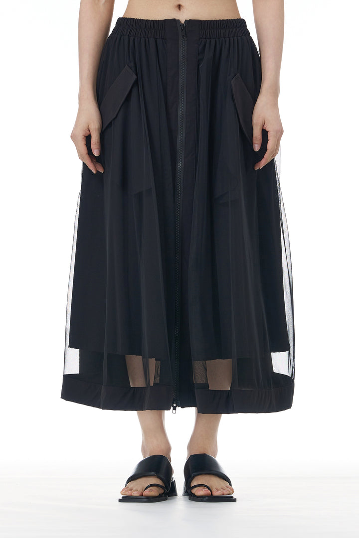 Black net layered skirts for women