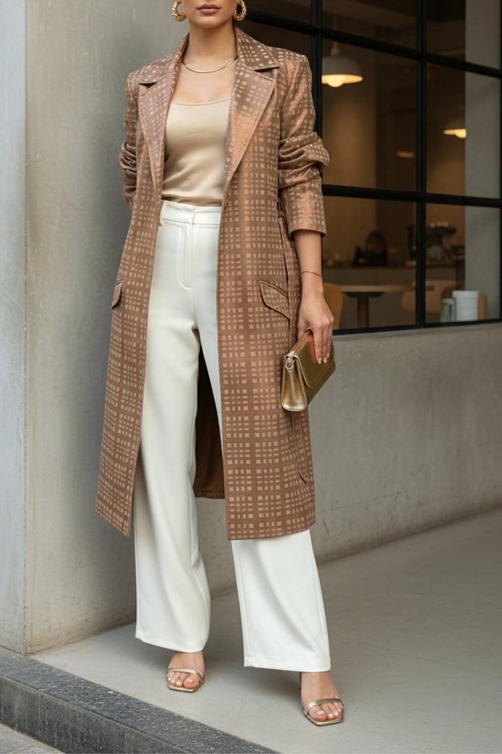 Caramel Suede Trench Coat