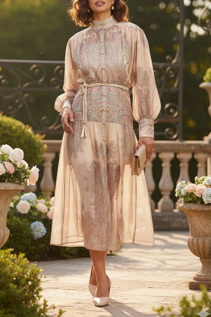 Ginger Root Printed Button Dress