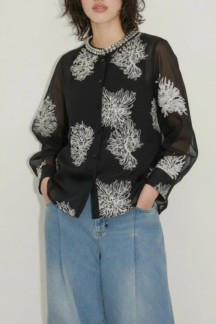 Angelica Black Embroidered Shirt