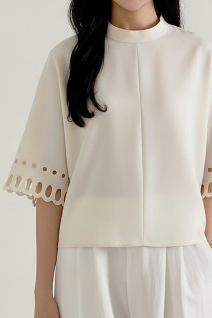 Amara Bonewhite Scalloped Crop Top