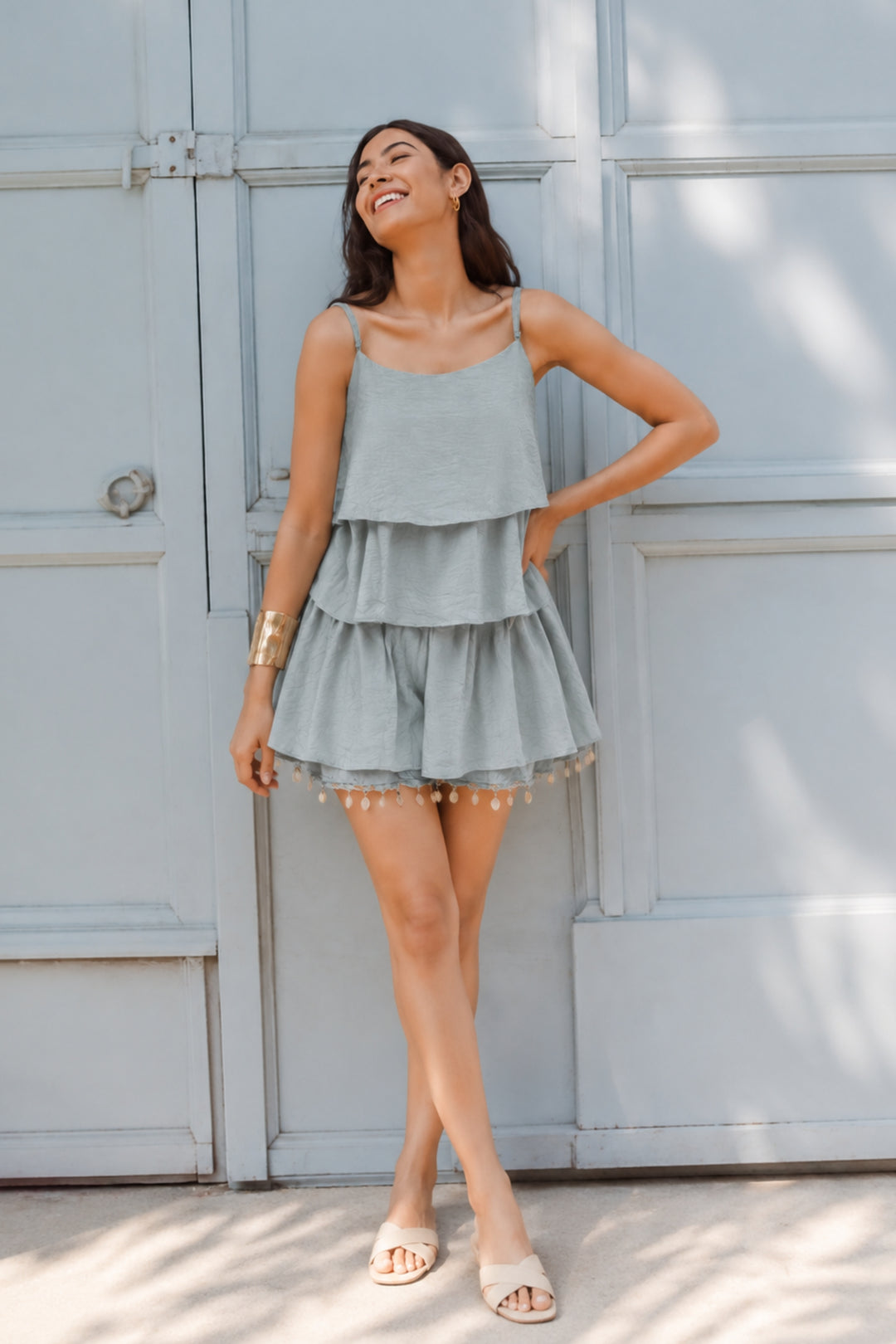 Cloud Blue Tiered Co-ord