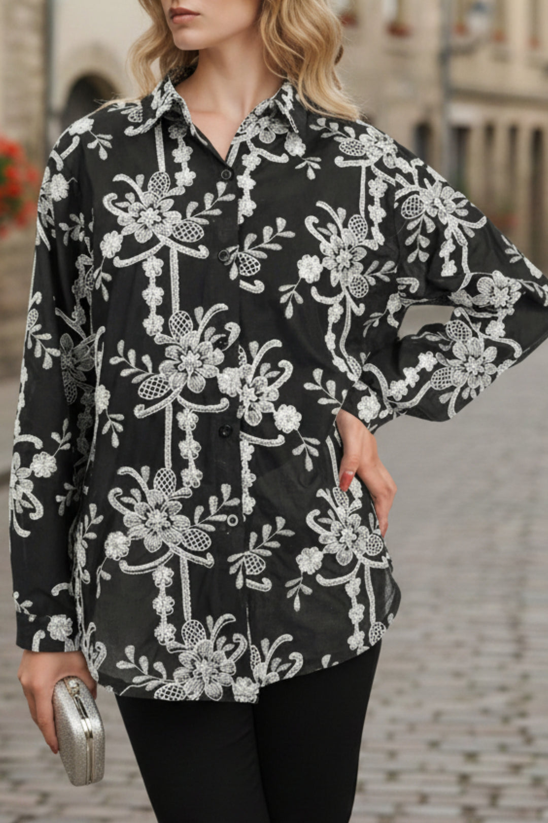 Royal Black Embellished Shirt