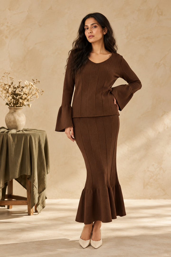 Hazel Knit Ruffle Skirt Co-ord Set