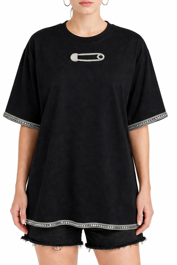 Noir Crystal Pin Tee