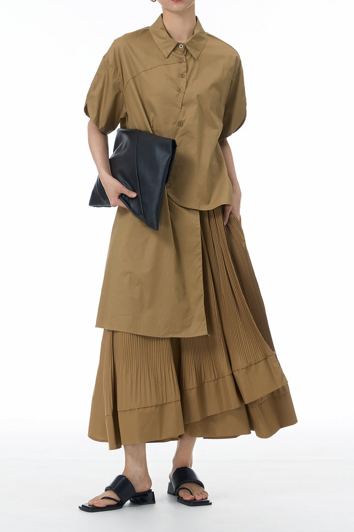 Oversized pleated coord set for women