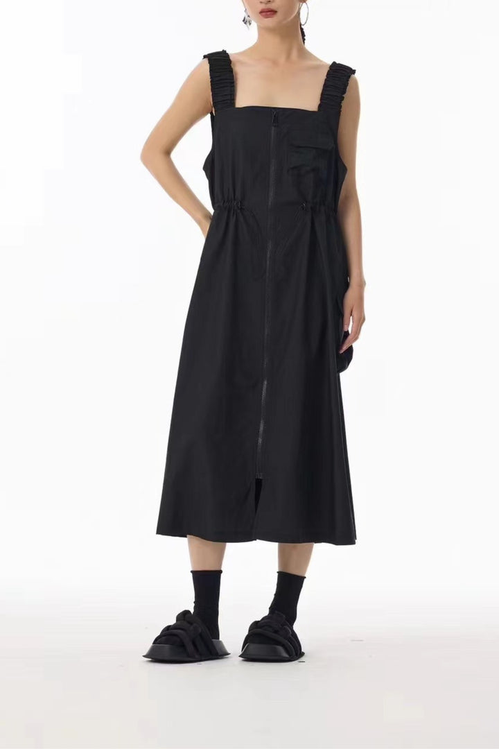 Sunset Black Zippered Dress
