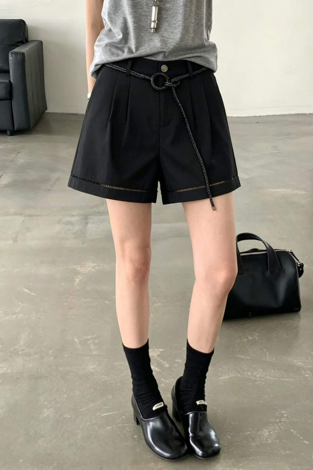 Noir Cuffed Cargo Shorts