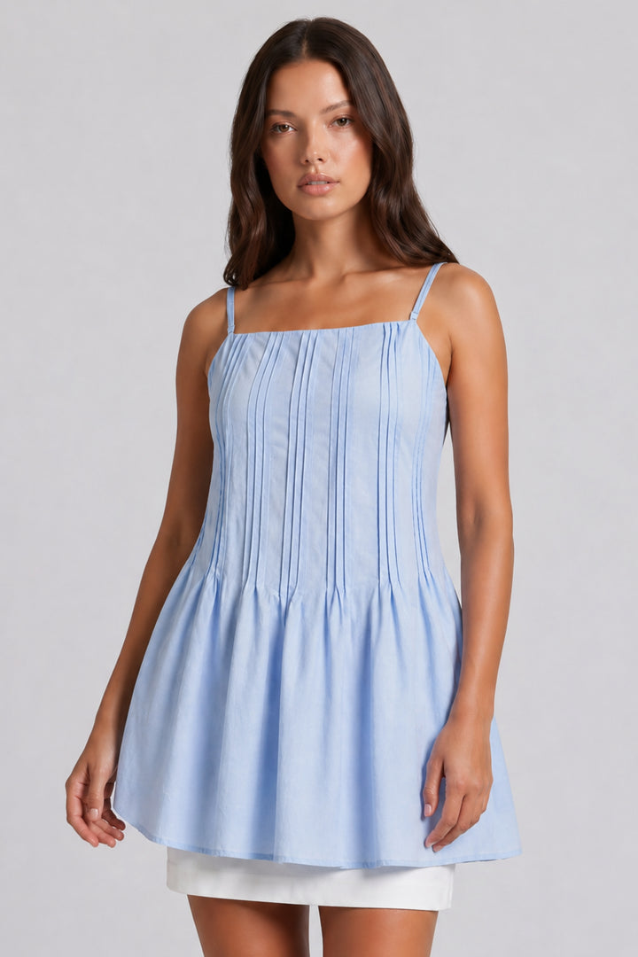 Soft Sky Peplum  Top