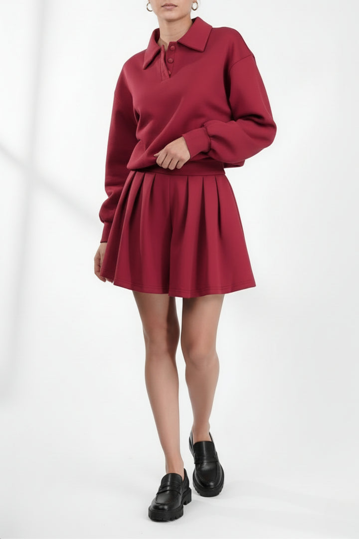 Cherry Red  Bermuda Co-ord Set