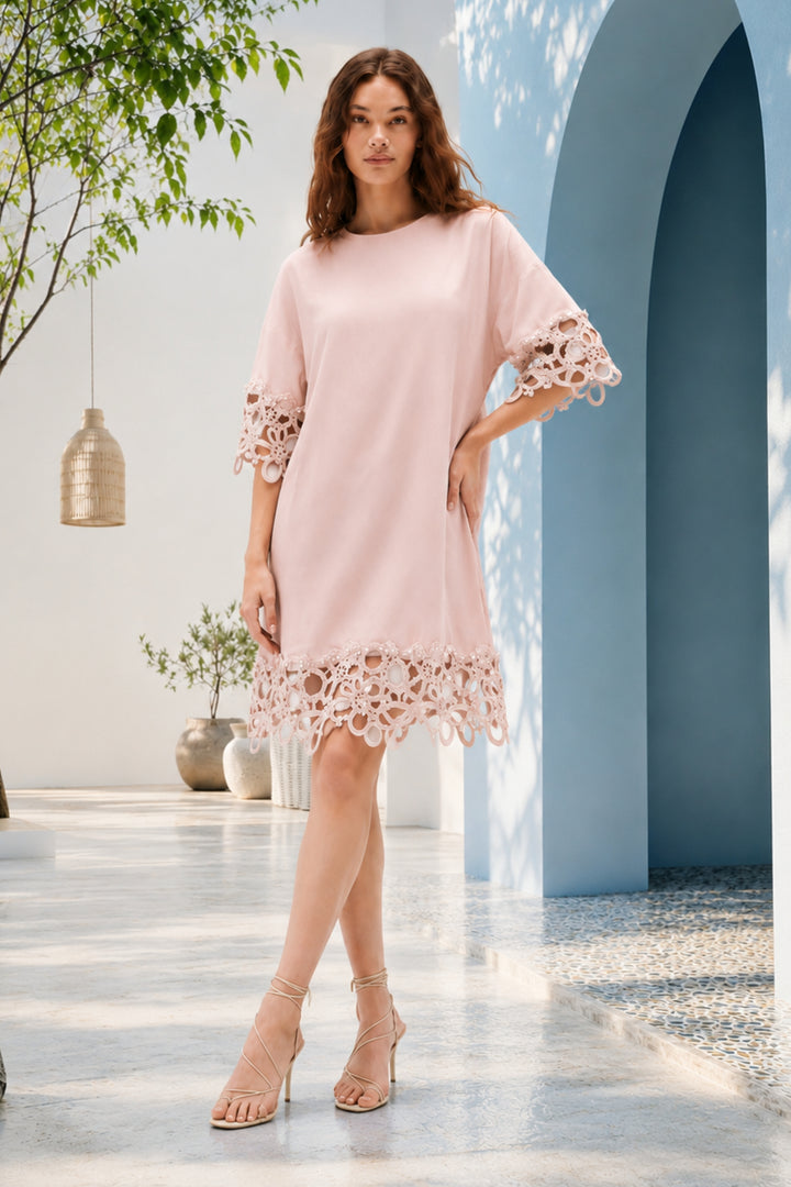 Pearl Bloom  Lace Blush Dress