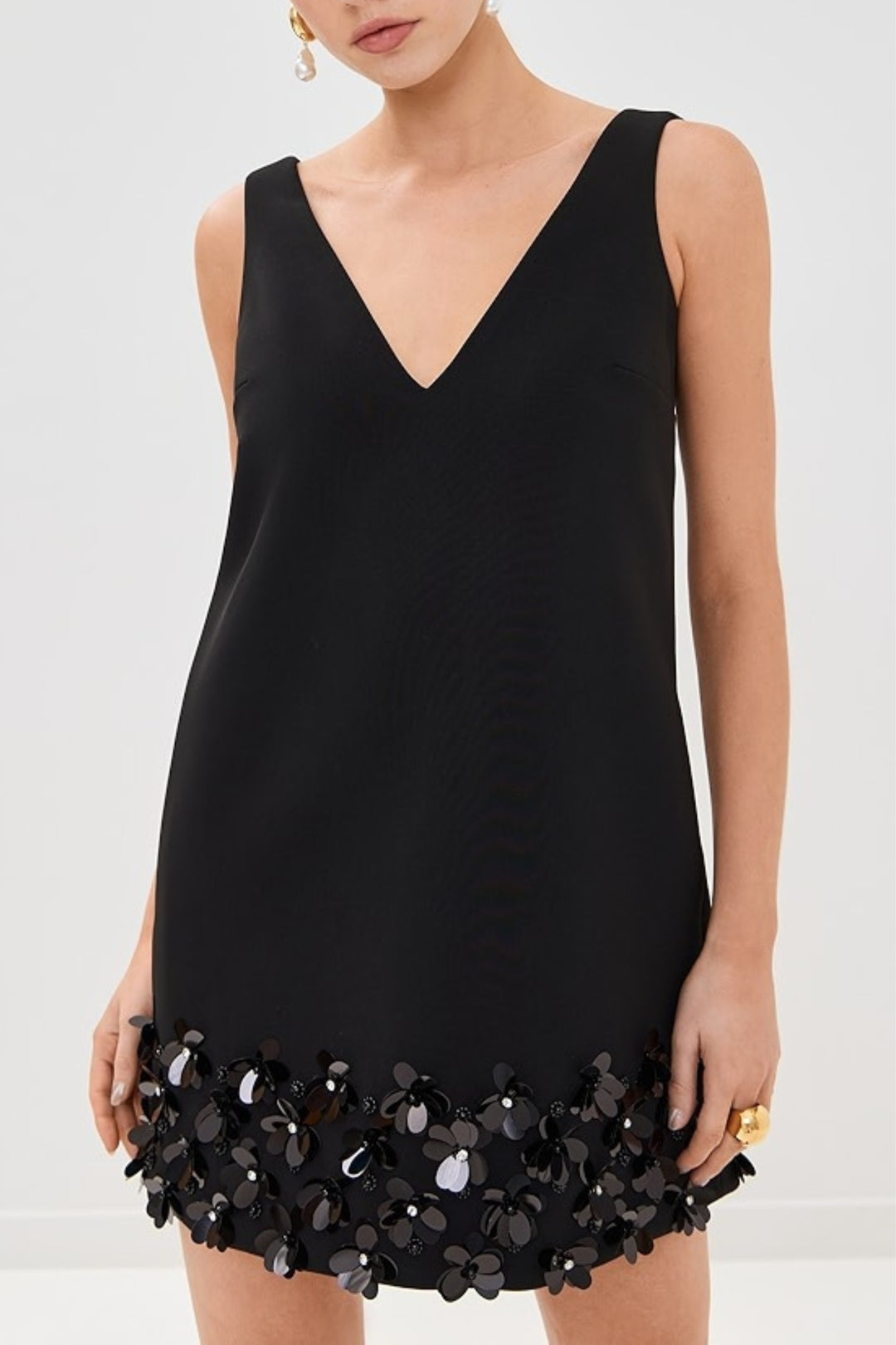 Crystal Petals Black Dress